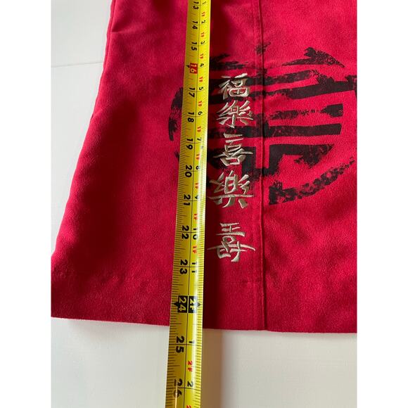 Chico’s Red Button Up Top Sz M Embroidered Asian Inspired Long Sleees Whimsical - Picture 12 of 12